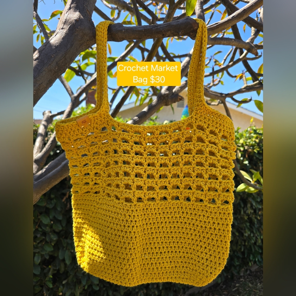 Yellow Crochet Market Tote